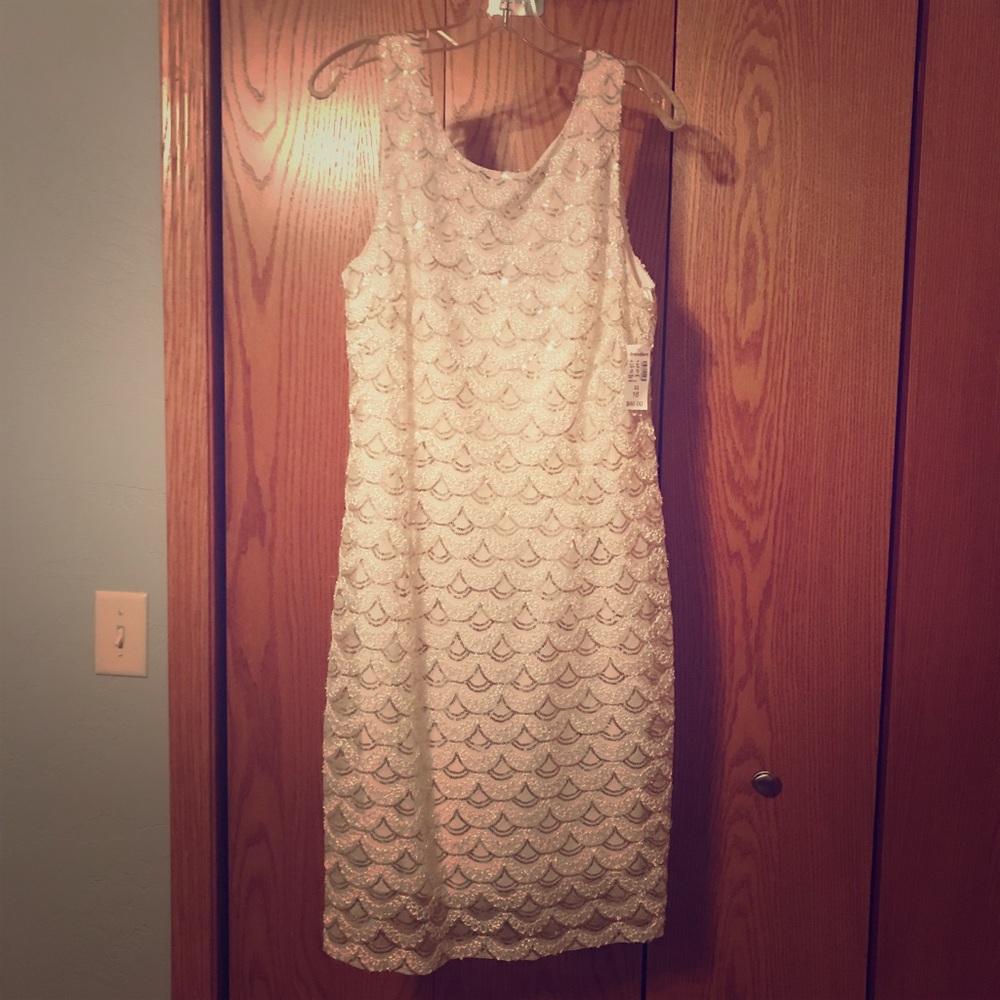 Dressbarn White sheath Sequin Dress